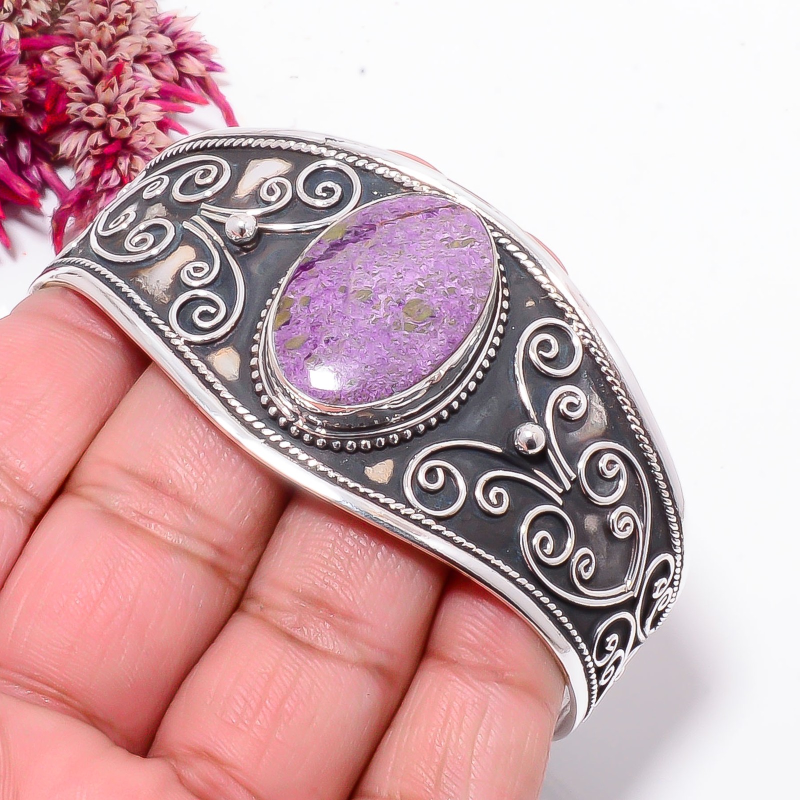 Stichtite – Island Of Tasmania 925 Sterling Silver Bali Cuff|C968558740