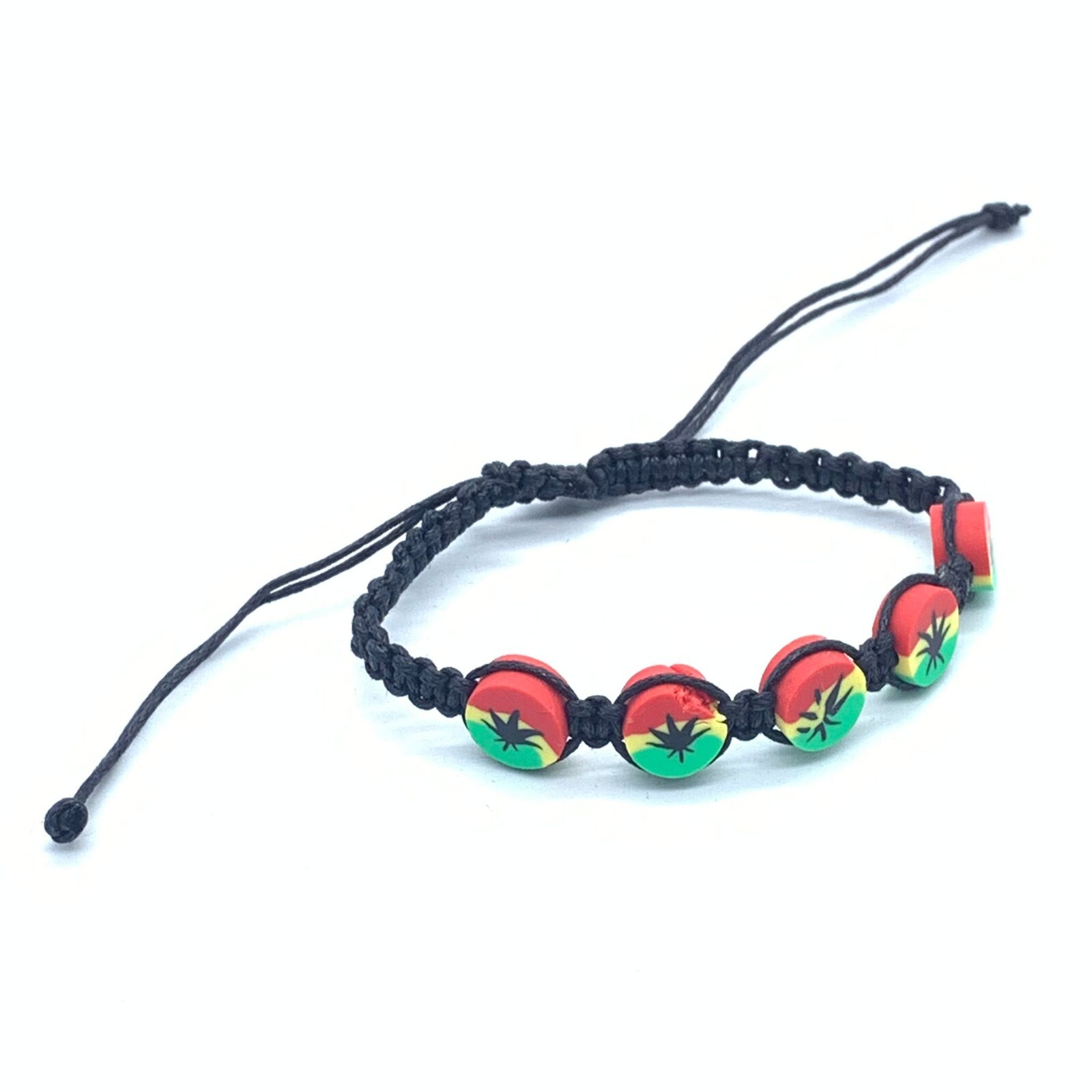 Leaf Beads Rasta Hippie Braided Rope Handmade Cool Bracelets 7in-11in Black