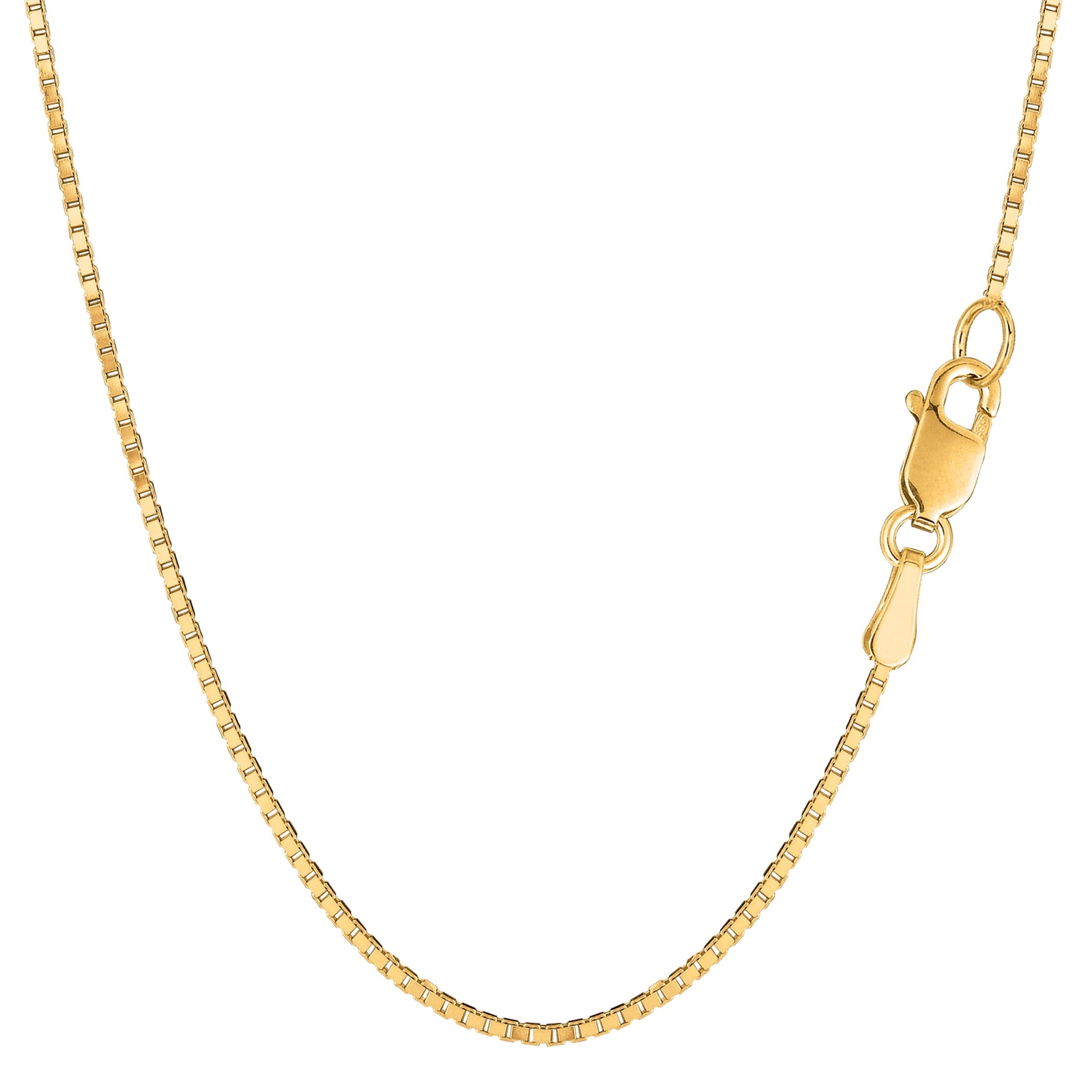 14k Yellow Real Solid Gold Mirror Box Chain Necklace, 1.2mm, 18″