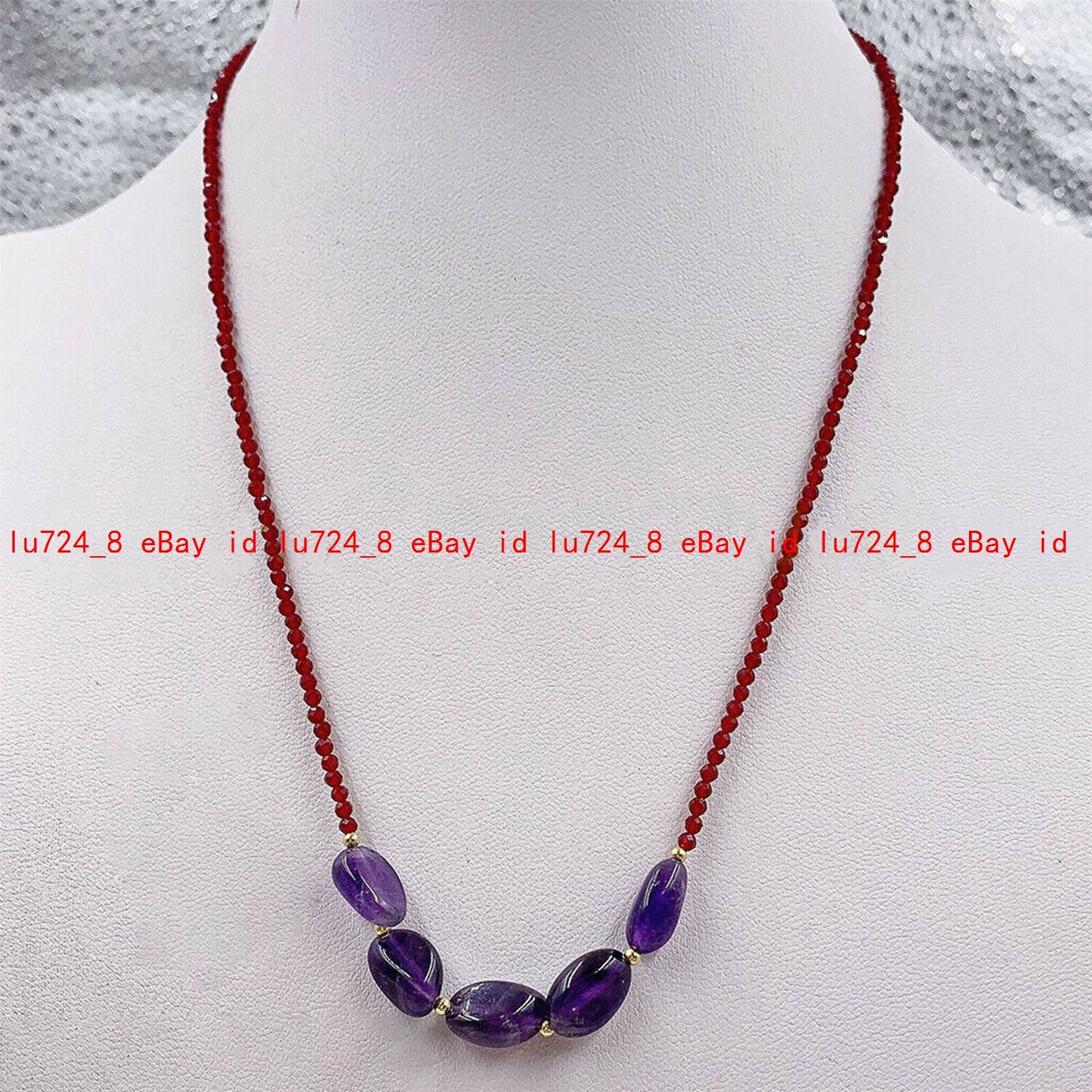Pretty 3mm Faceted Red Spinel 5 Pcs 8-10mm Irregular Purple Amethyst Necklace