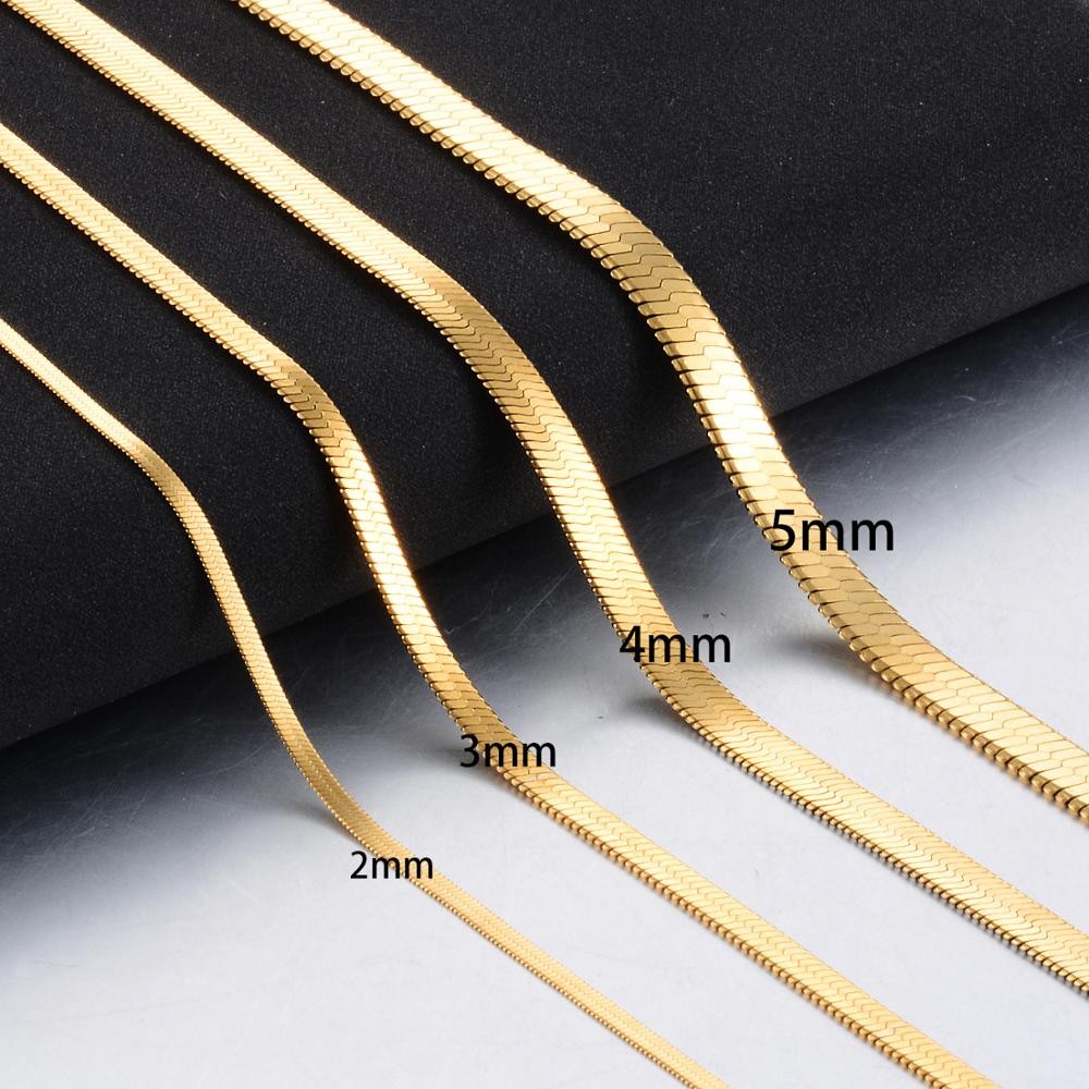 Men&women’s 18K Yellow Gold Filled 18 inch 4mm wide Flat Snake Chain Necklace