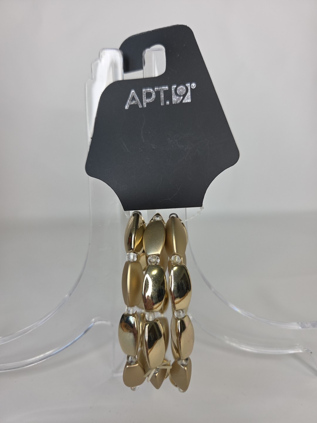 APT. 9 Set Of 3 Goldtone Links Beads Stretch Bracelets NEW
