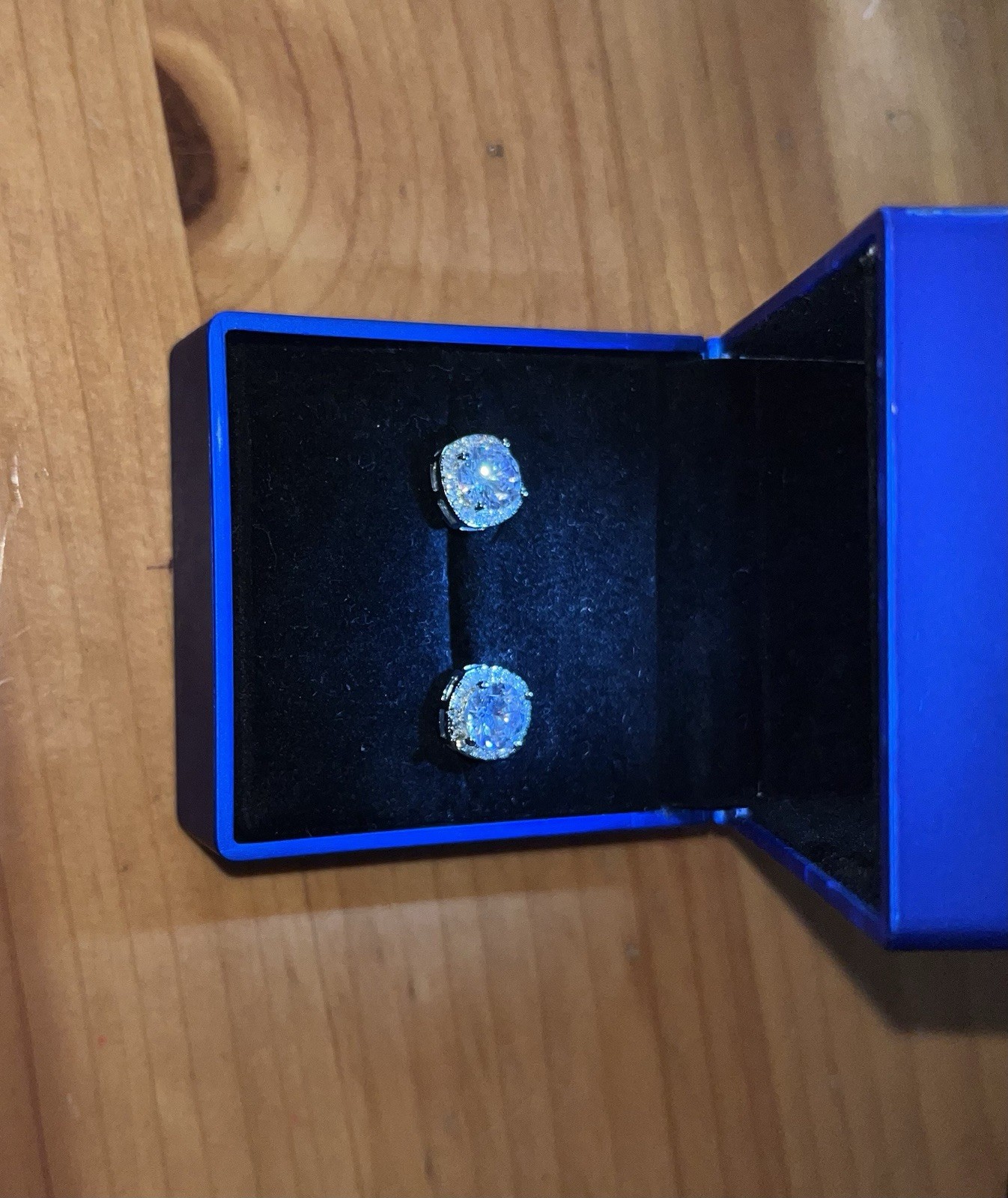 Square Clear mossianite Stud Earrings sterling’s 9.25Silver Tone Butterfly Back