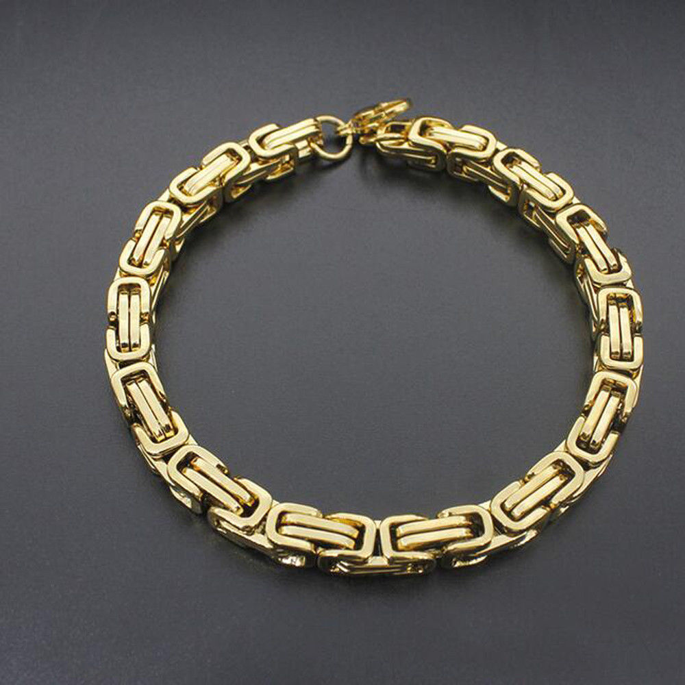 9″ Mens Stainless Steel 9mm Byzantine Box Link Chain Bracelet #BR73