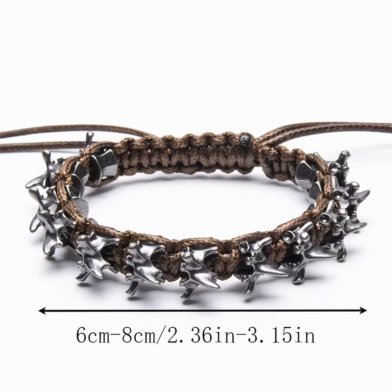 Men’s Braided Dragon Bone Spine Accessory Adjustable Punk Rock Bracelet Brown