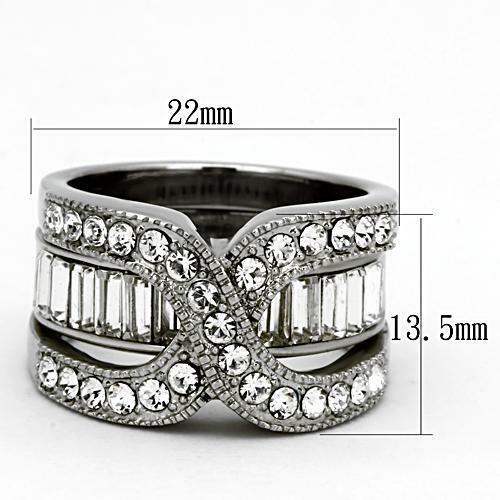 TK970 – High polished (no plating) Stainless Steel Ring with Top Grade Crystal