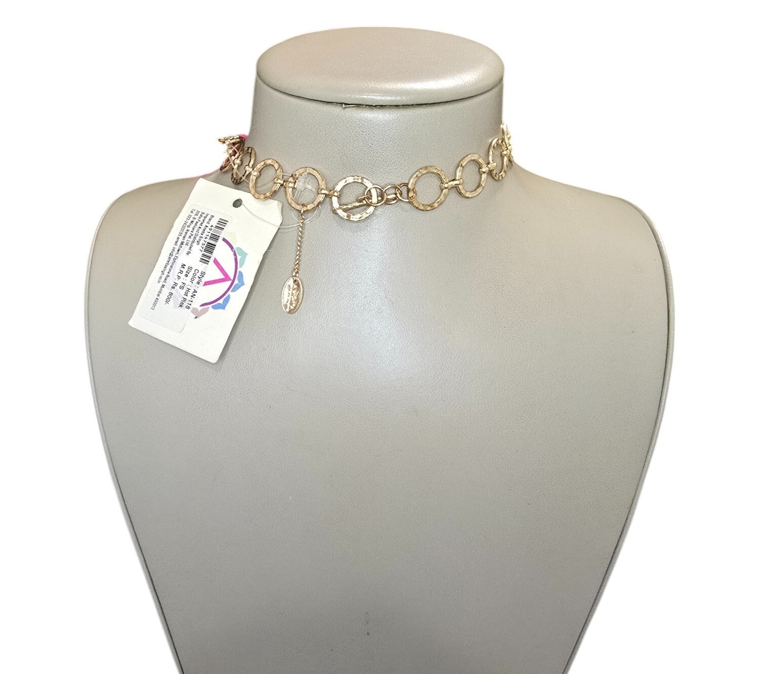 Amrita Singh Multistrand Hot Pink Cylinder Bead Gold Tone Statement Necklace New
