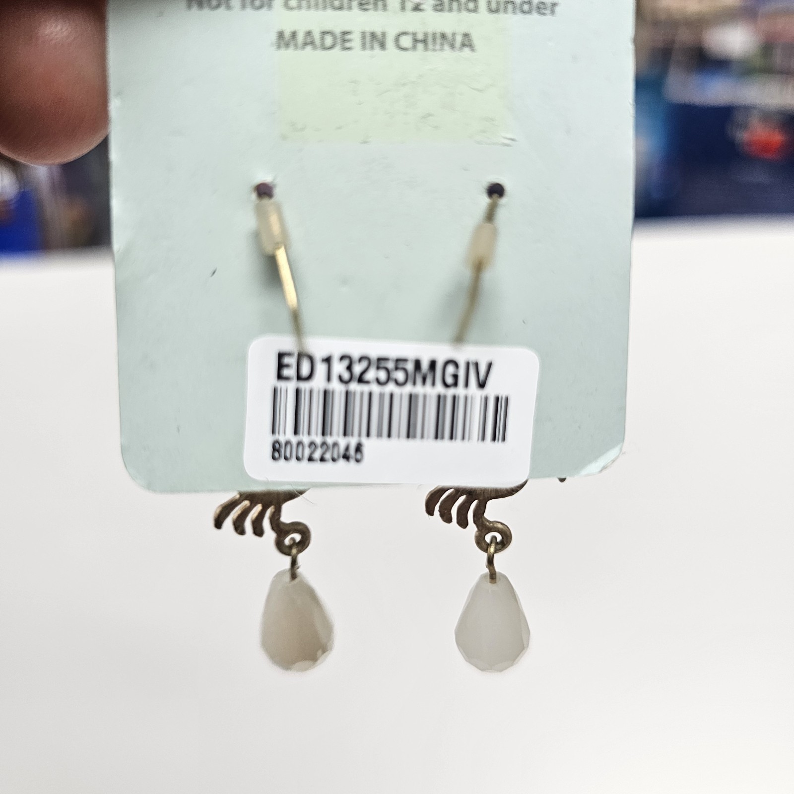 CIEL Collection Crab Dangle Earrings Gold Tone Crystal White Bead Coastal