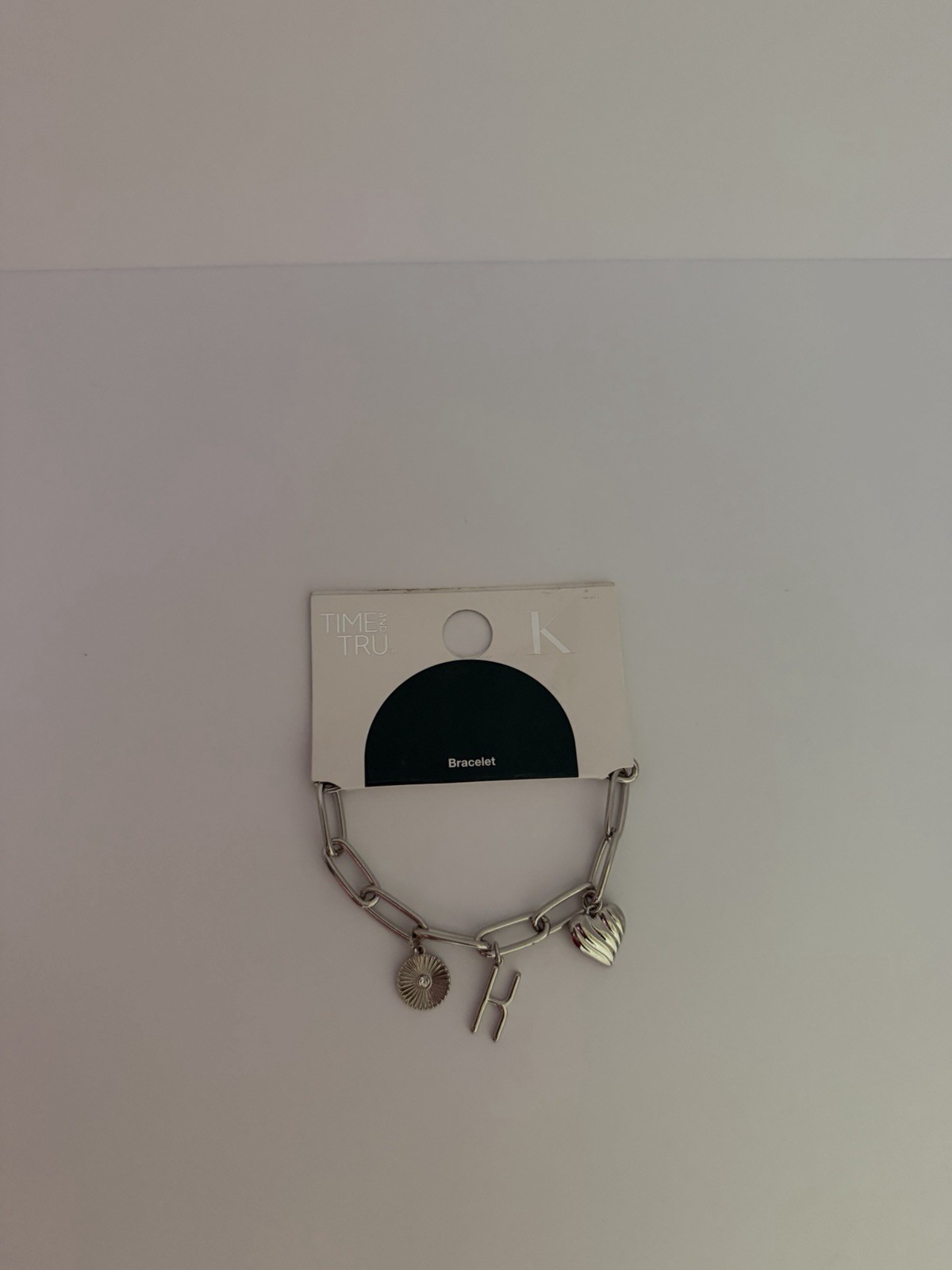 Time and Tru Silvertone Initial Charm Bracelet Initial “K”