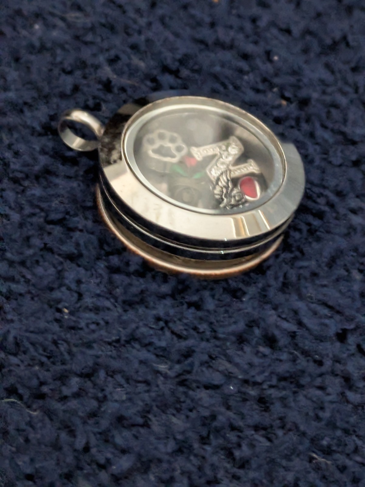 Origami Owl Silver Pendant: Letter N Paw Print Wine Glass Red Stone Flower Angel