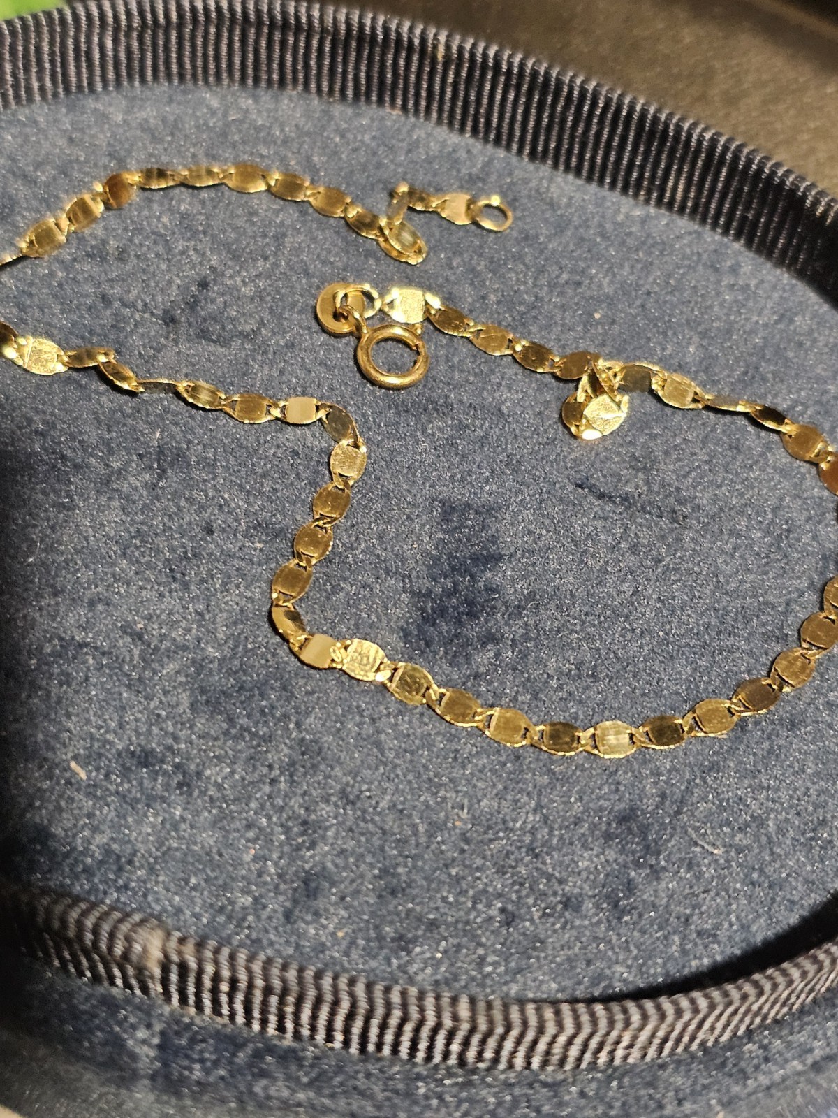 Real 14k Gold Cable Mirror Chain Bracelet Spring Ring Clasp No Stone 8.5 Inch