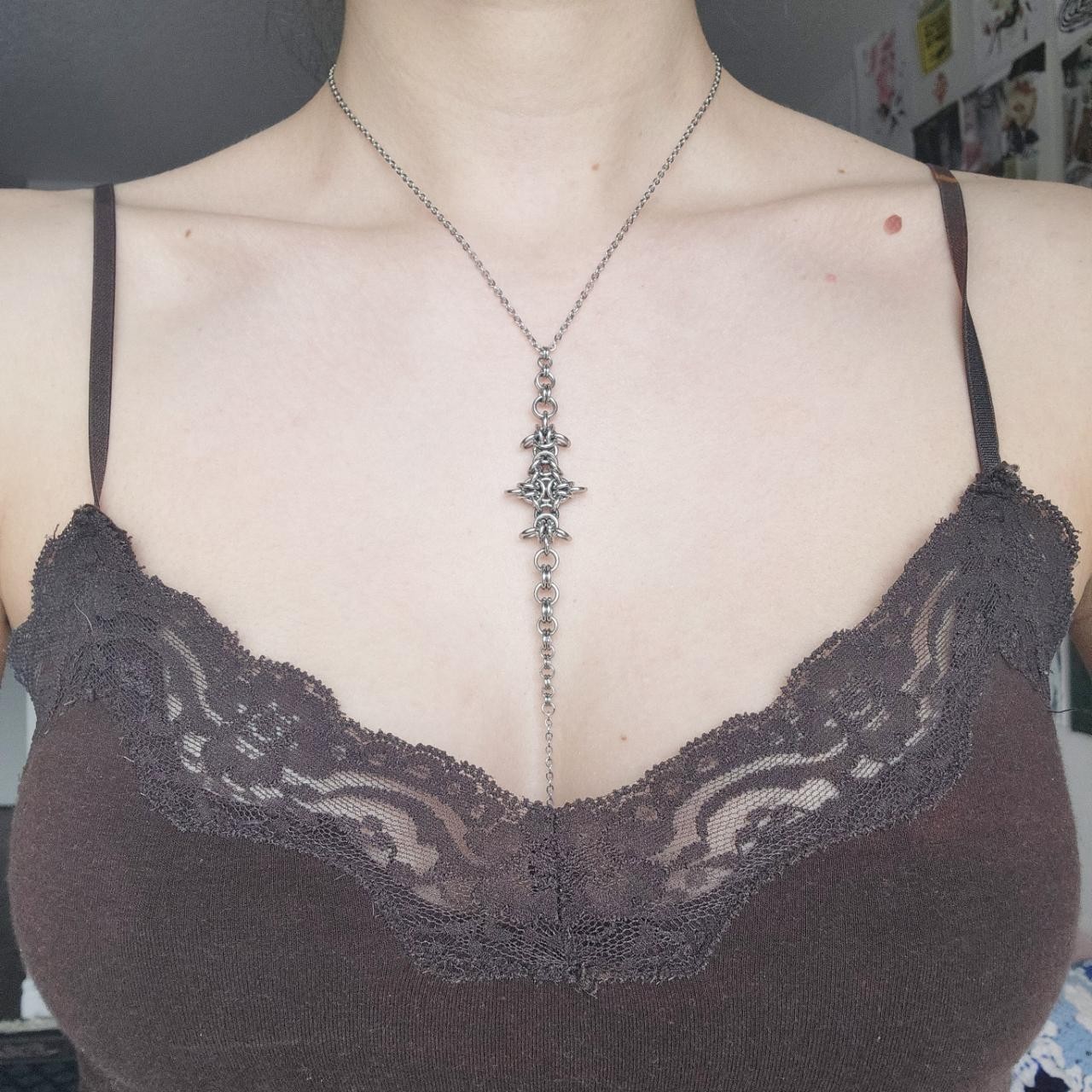 Gothic silver spiky rosary made of stainless steel