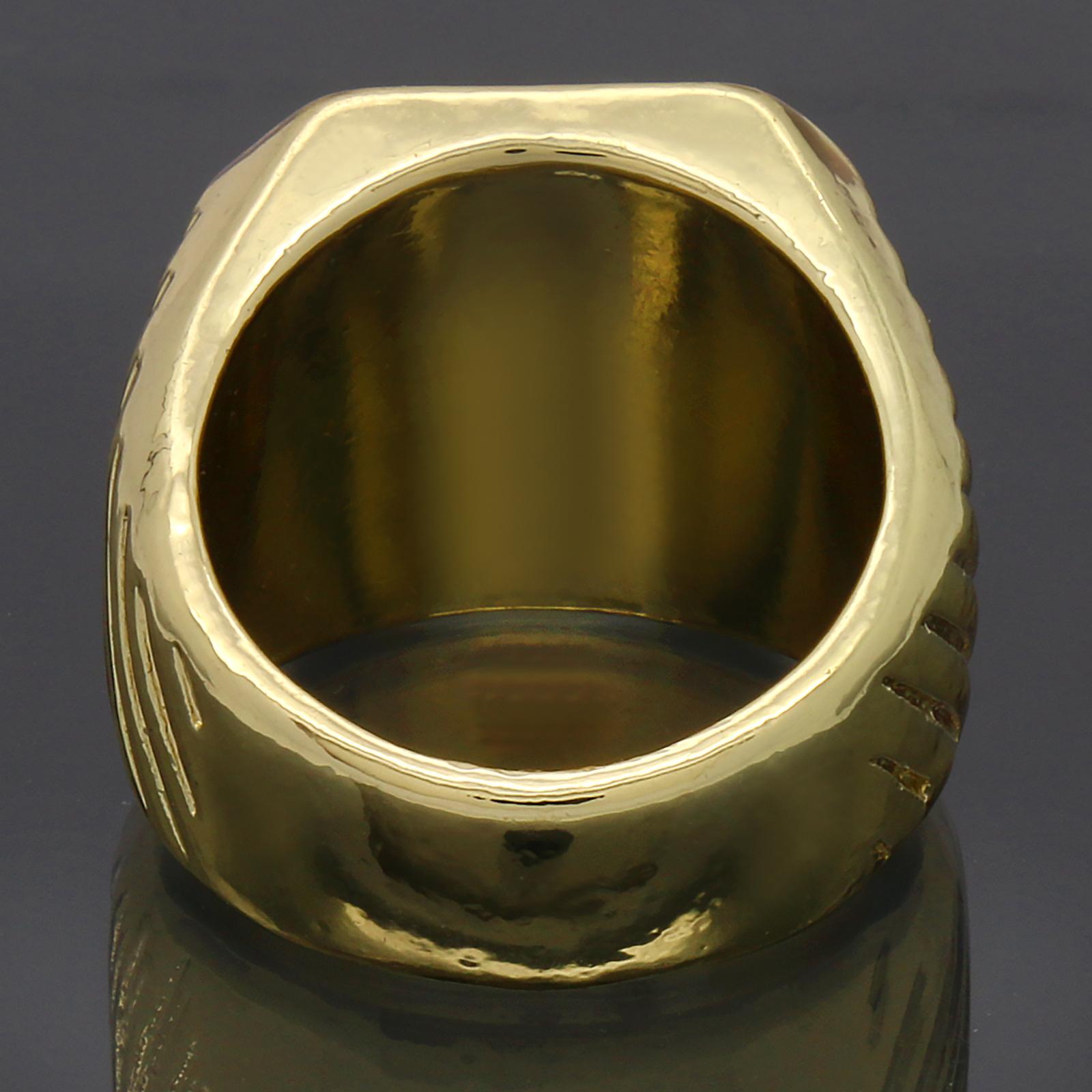 Mens 14k Gold Plated Hip Hop Style Black Top Pinky Ring