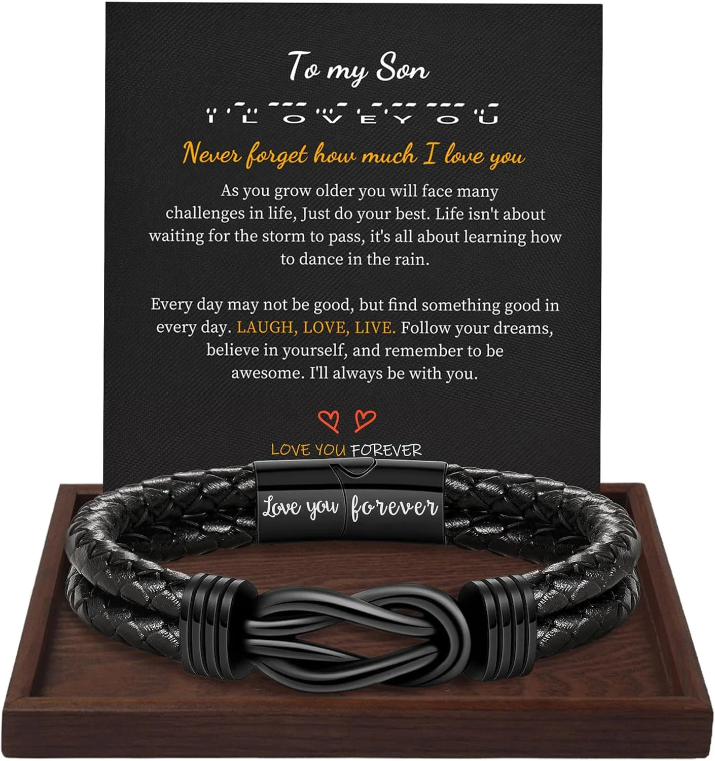 To My Son Gift for Son Bracelet Love from Mom, Dad Forever Birthday, Graduation