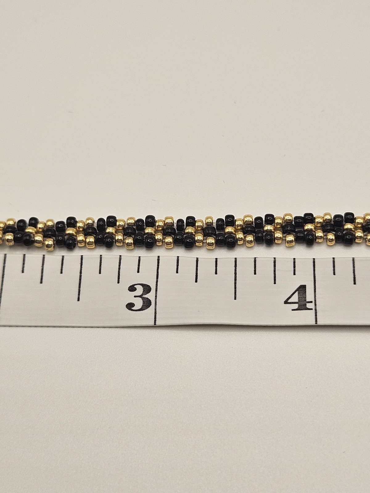Galvanized Gold and Black Miyuki Seed Bead Hand-Stitched Bracelet
