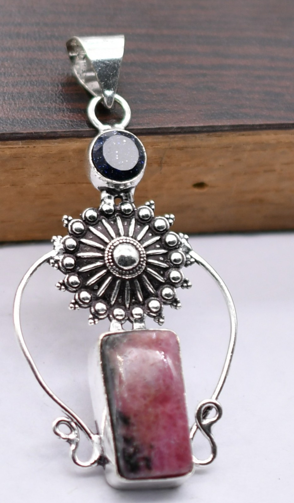 Rhodonite & Other Natural Gemstone Ethnic Pendant Jewelry 2.5″ J 200