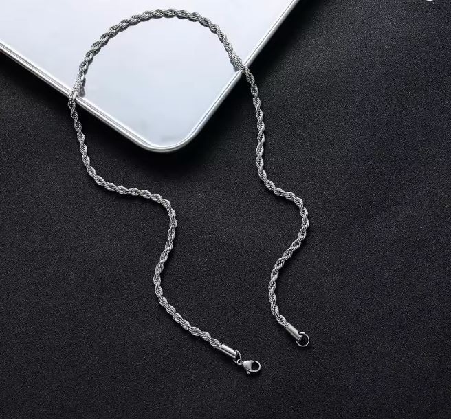 Unisex Stainless Steel Necklace Classic Chain Silver Color Minimalist Jewelry
