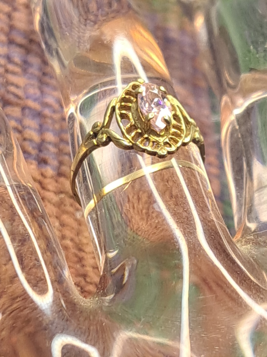 Ring 1 Carat Pink Gemstone Ring in 10K Solid Yellow Gold Size 6.5 11-14