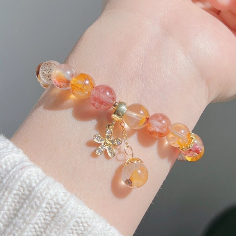 8mm Natural Red Phantom Quartz Handmade Bracelet