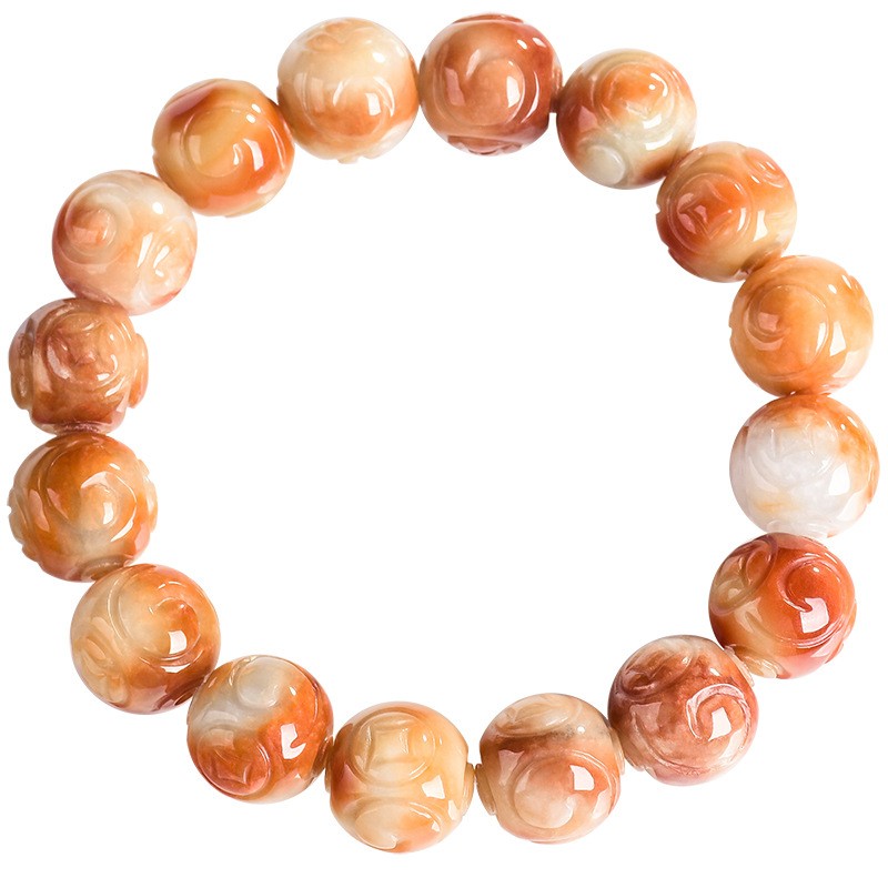 Certified Grade A Natural Red Jadeite Jade 13mm Money Coin Beads Link Bracelet