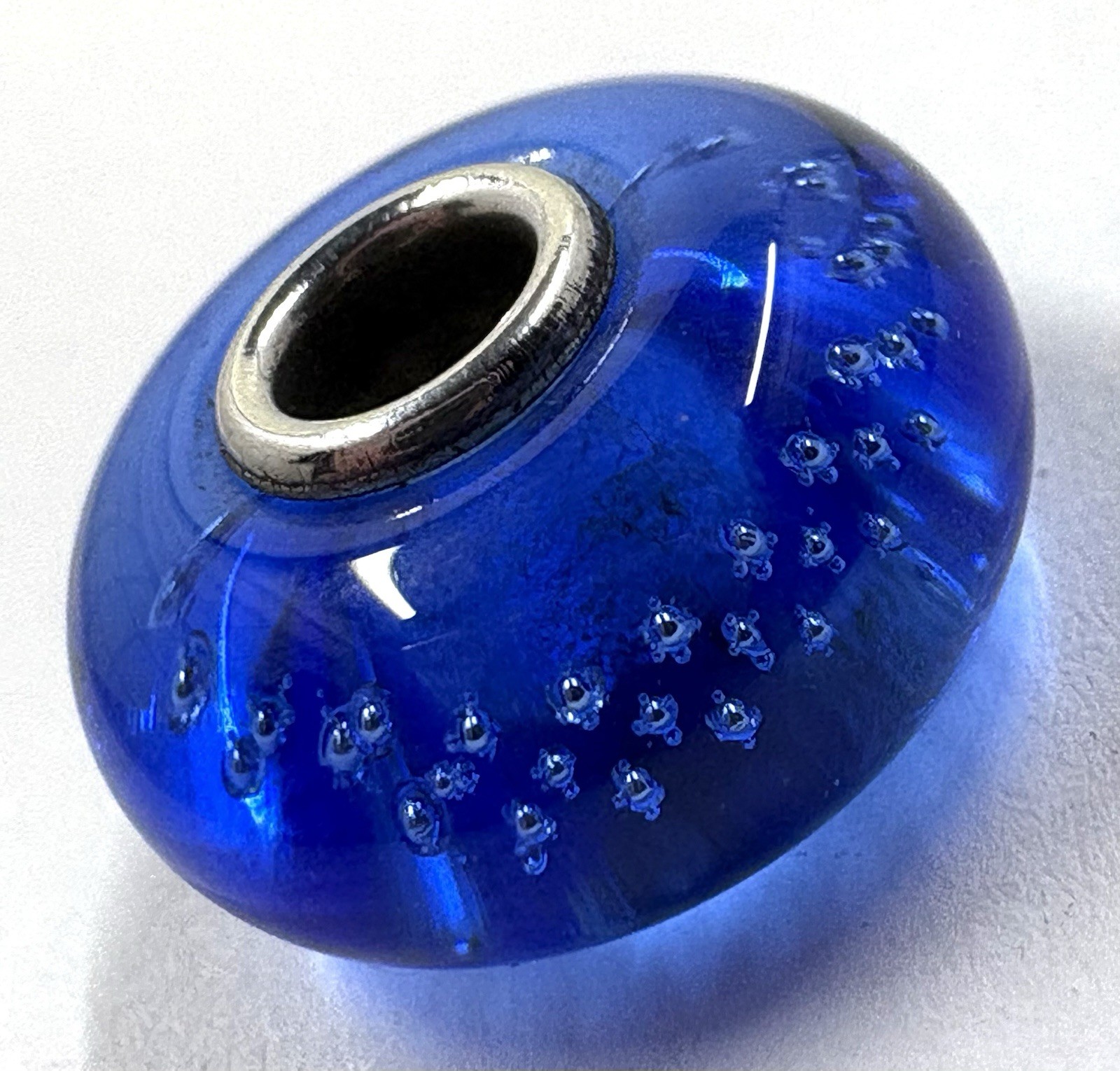 Trollbeads Silver Trace Blue Glass Sterling Silver 925 LAA Bead (S156)