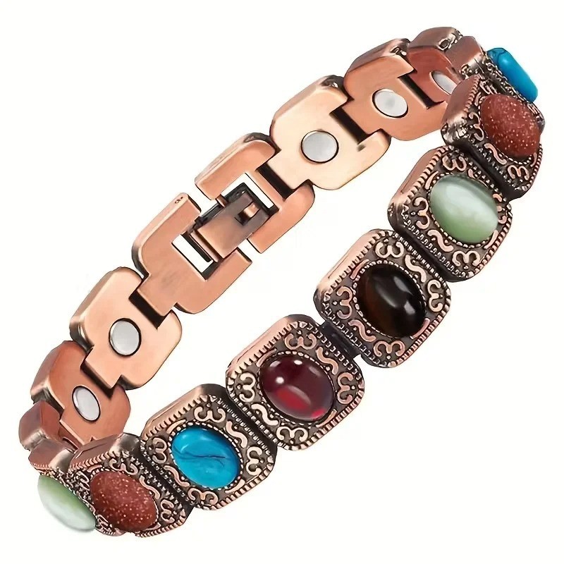 3500 Gauss Magnetic Copper Bracelet Colorful Heart for Women Pain Relief – USA