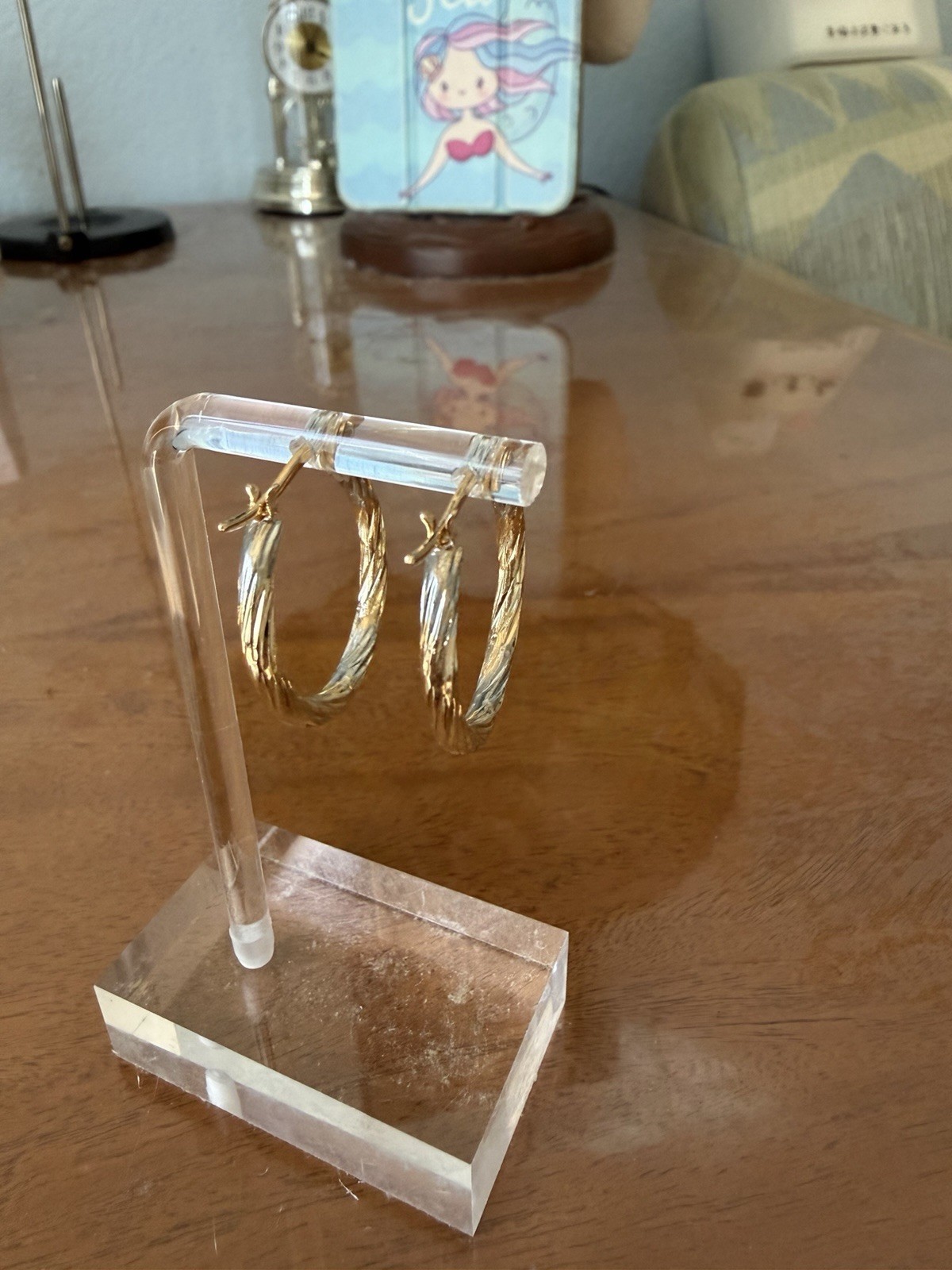 Boho style two tone Twisted Hoop Earrings