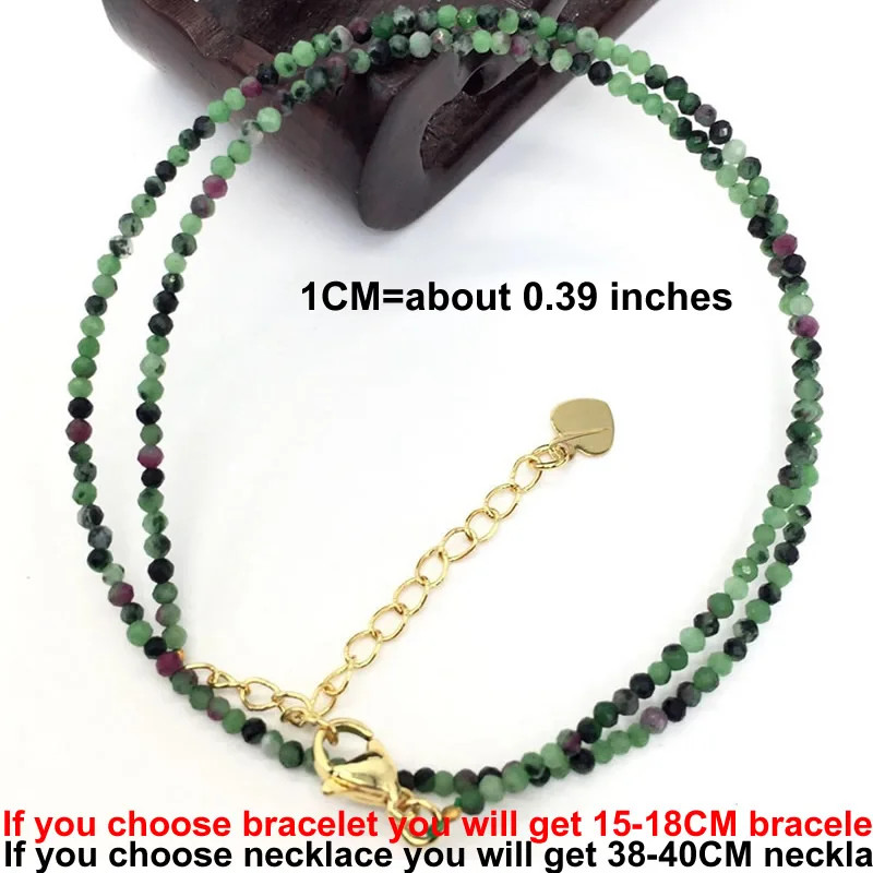 Natural Stone Necklace 2mm Faceted Bead Strand 38-40cm Adjustable Jewelry
