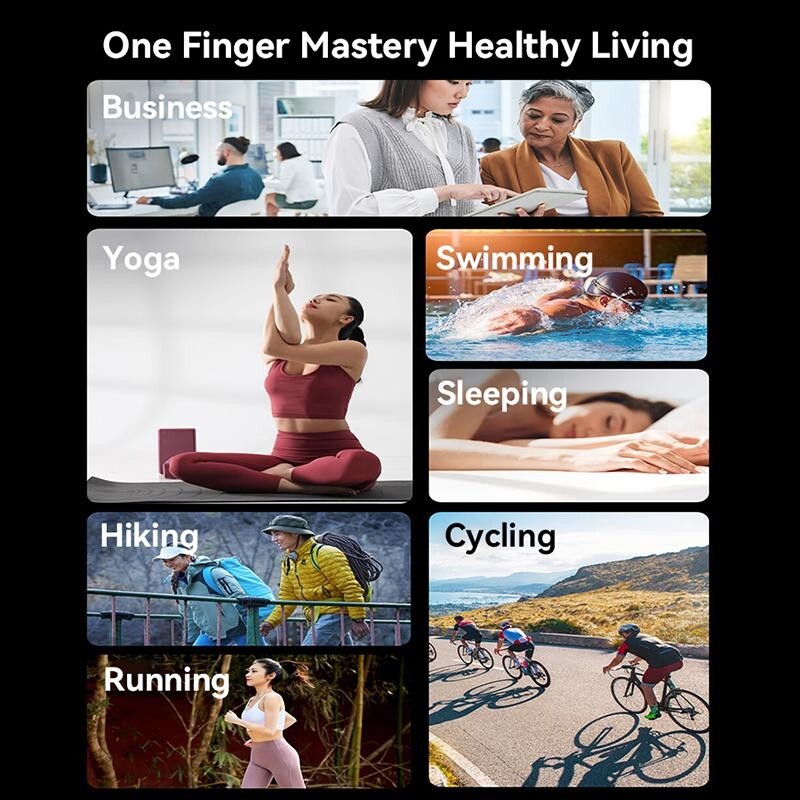 Smart Ring Health Monitor-Heart Rate-Fitness Tracker Comfort Fit *Unisex* Black