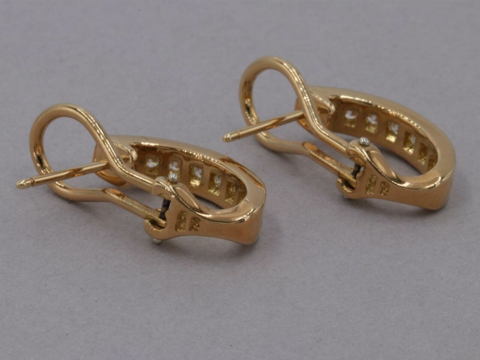 Omega Back Huggie Earrings 2Ct Round Simulated Diamond In 14K Yellow Gold Plated