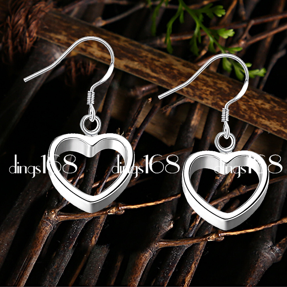 Classic Solid 925 Sterling Silver 13mm/0.5″ Smooth Heart Dangle Earrings B1128