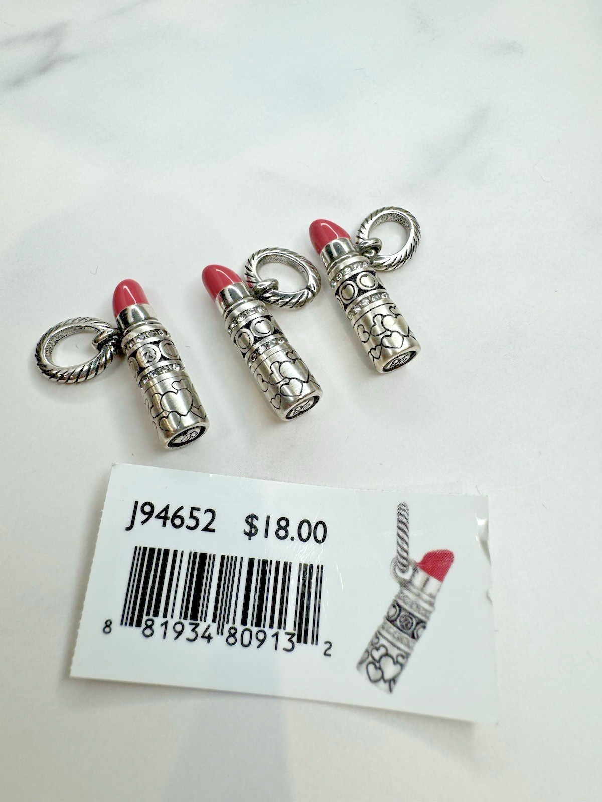 Brighton S.W.A.K. Sealed with a Kiss Pink Lipstick Charm J94652 SINGLE CHARM