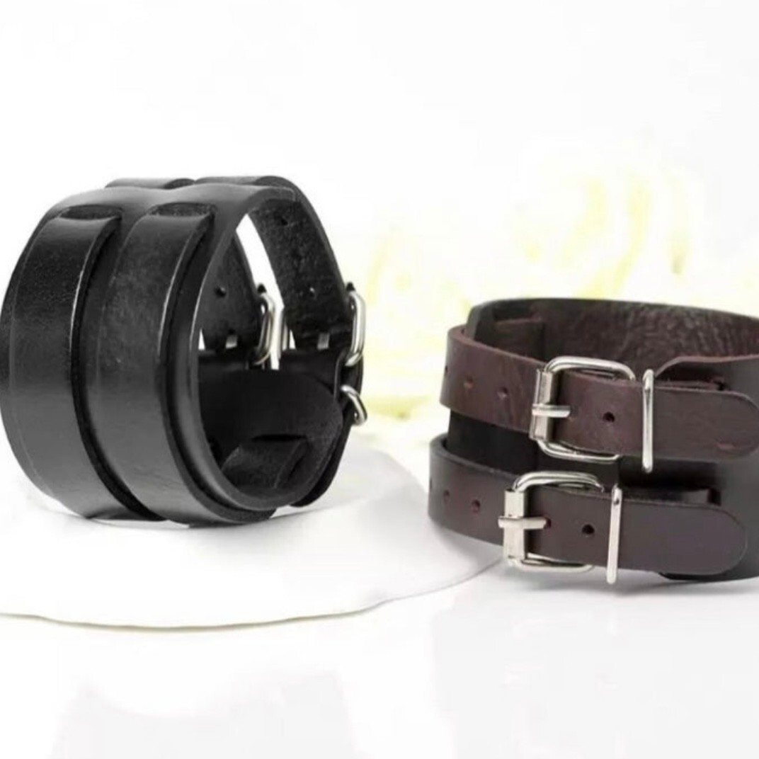 Punk Vintage Leather Wrap Bracelet Available in Black or Brown