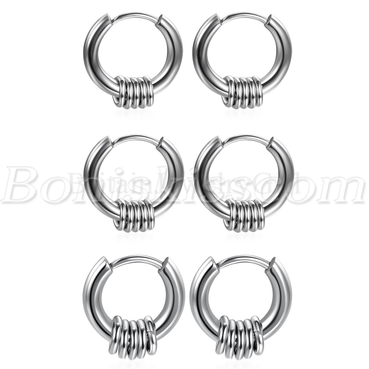 Fashion Simple Punk Stainless Steel Men’s Women’s Hoop Huggie Earrings Ear Studs