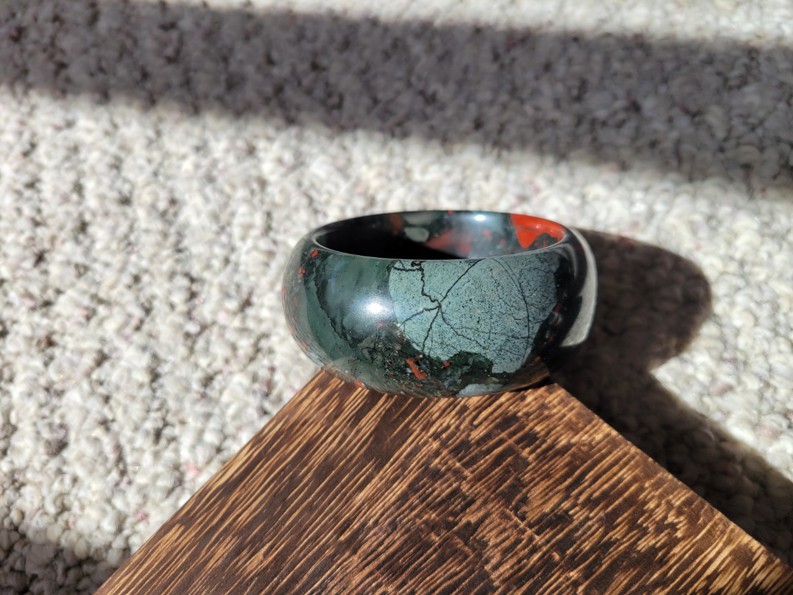 Natural Dragon Blood Jasper Stone Quartz Bangle 56mm Bracelet Heliotrope
