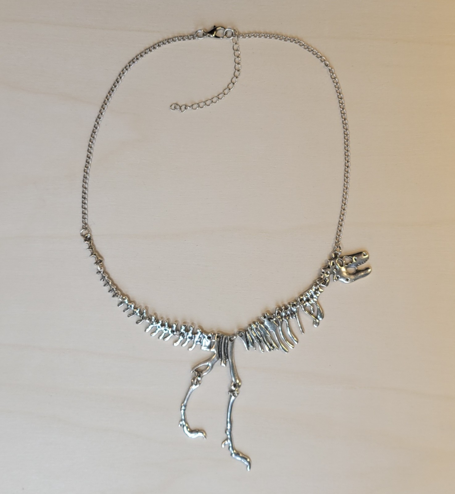 T-Rex Dinosaur Skeleton Moveable Tyrannosaurus Rex Pendant On 19in Necklace