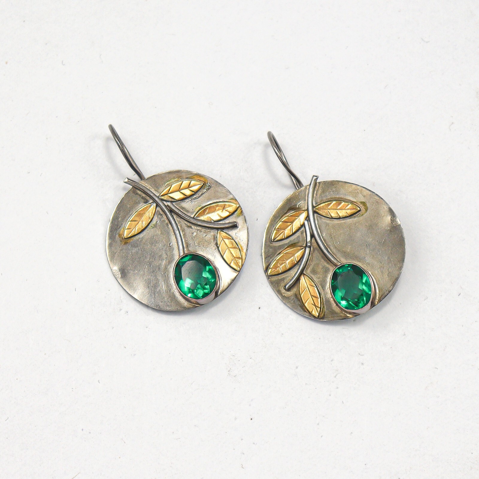 Emerald Gemstone Earrings 925 Sterling Silver Handmade Boho Jewelry For Her 1.7″