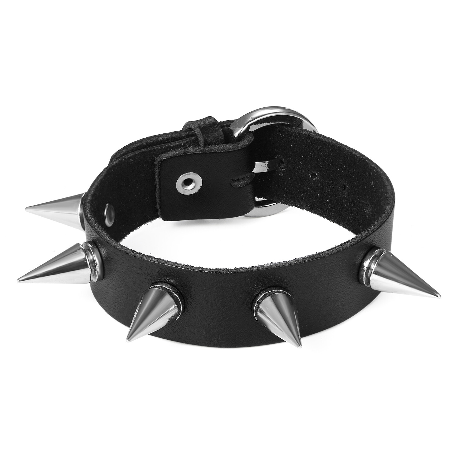 Gothic Punk Rivet Spiked Leather Bracelet Adjustable for Women Men