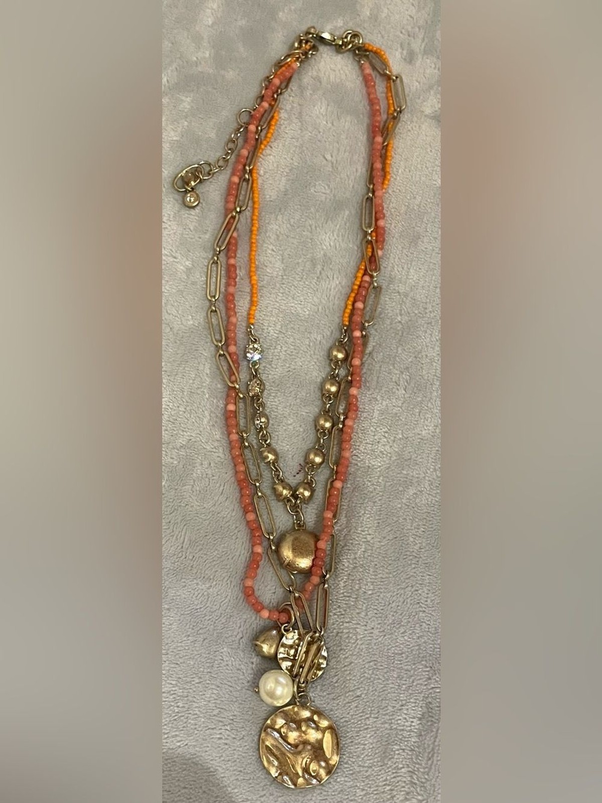 Cabi #2195 Keepsake Necklace Multi Strand Layered Gold Tone Convertible 3 in 1