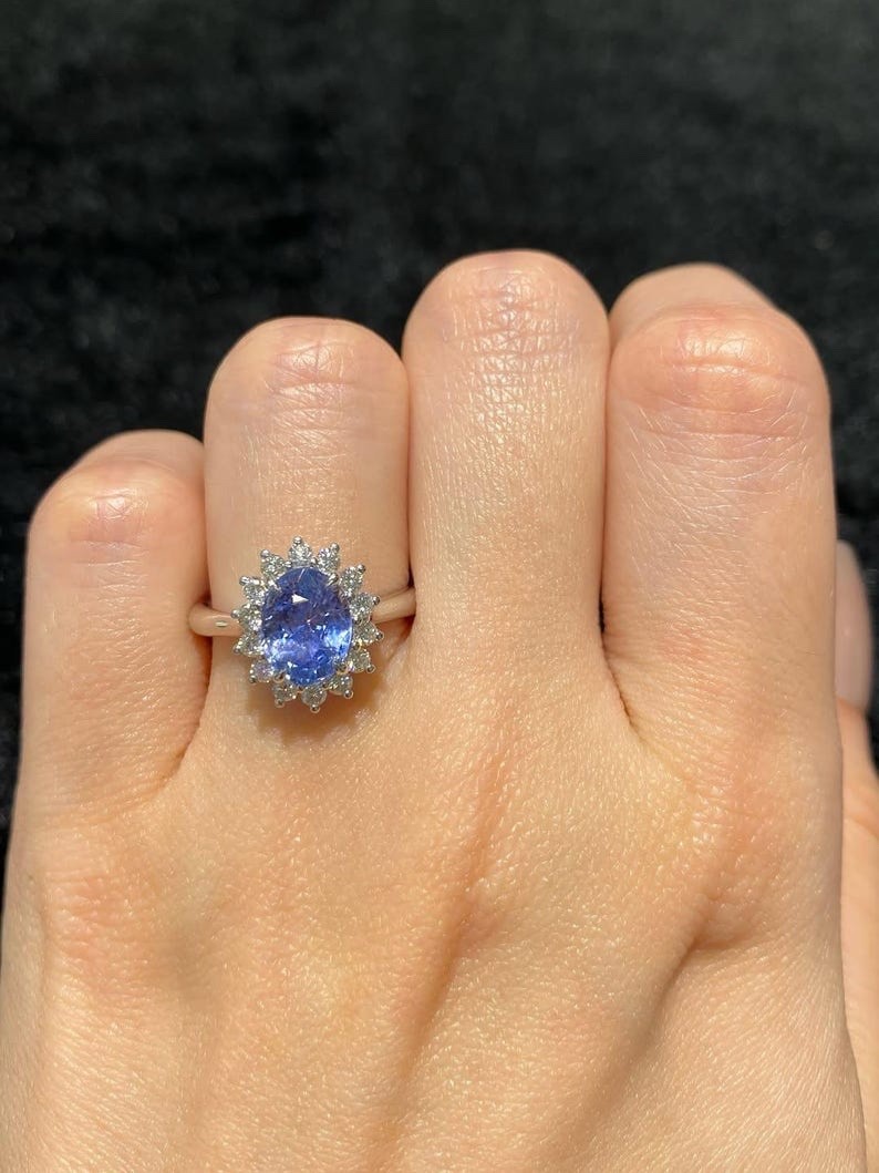 Oval Cut Lavender Sapphire Ring 925 Sterling Silver Women’s Engagement Ring.