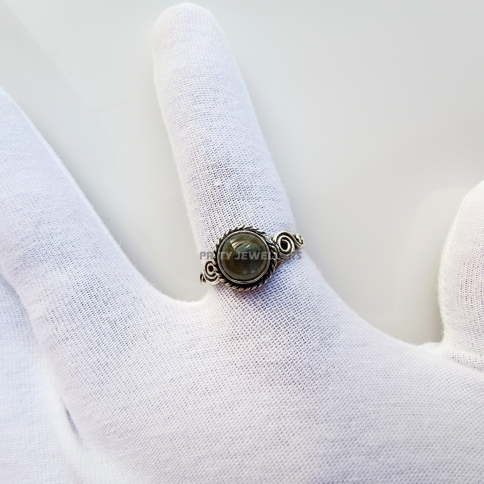 Natural Labradorite Silver Plated Ring, Antique Handmade Ring All Size Available