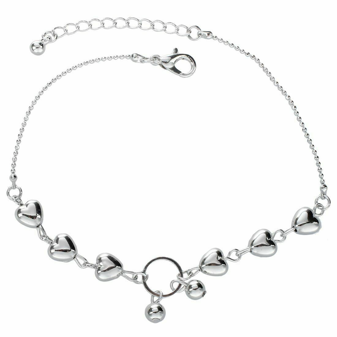 925 Sterling Silver Heart style shape 8″ – 10″ Beach Sandal Anklet Foot Bracelet