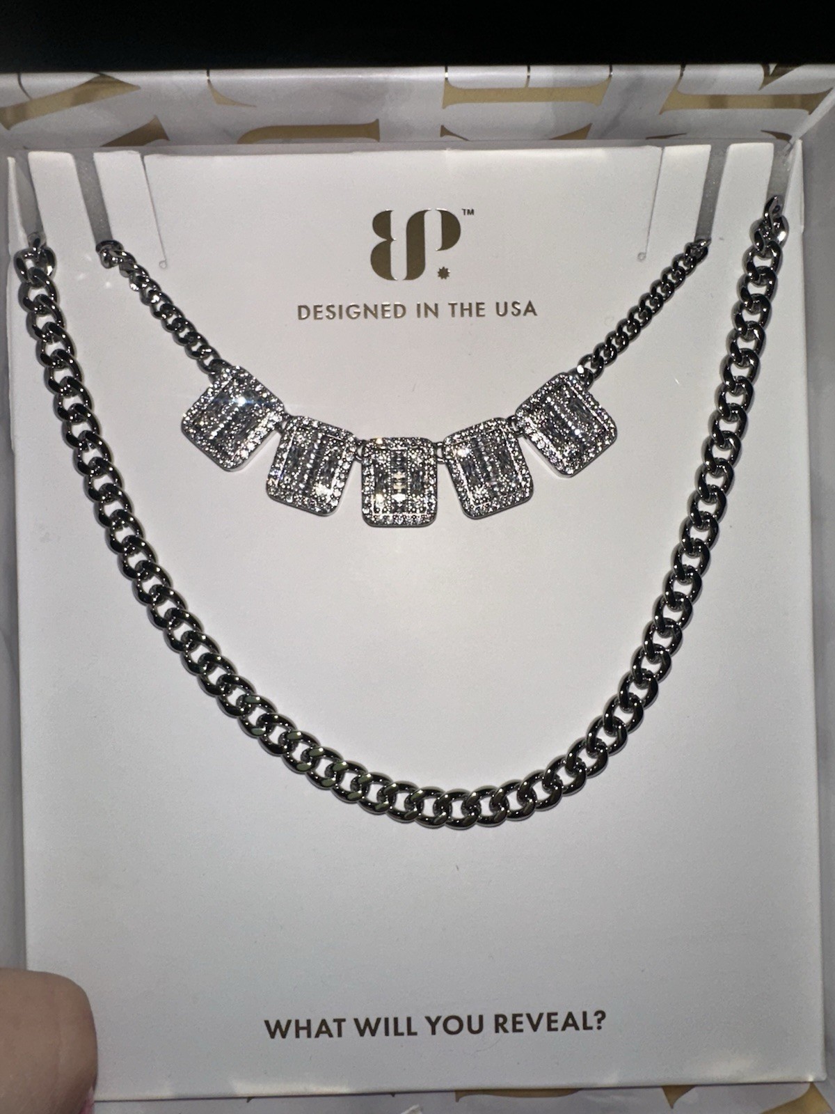 BP Cubic Zirconia Pendant Necklace Silver Plated Chain 18-20.5″ + 2.5″ Extender