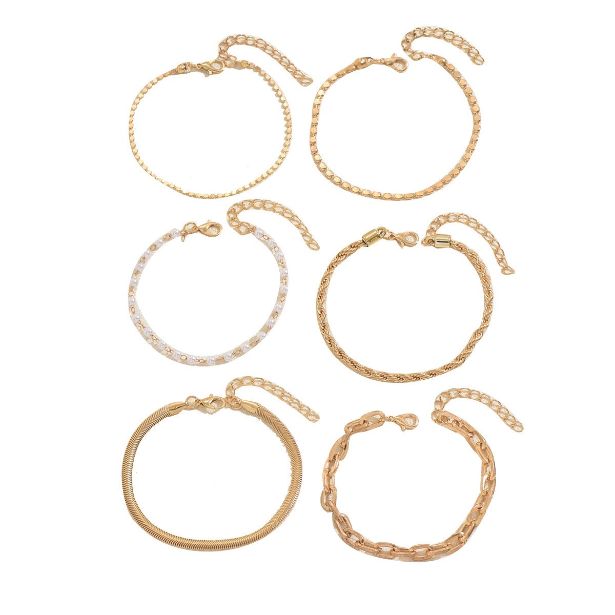 Women’s Gold Layered Stack Bracelet Set 6Pcs Fashion Open Heart Bangle Jewelry