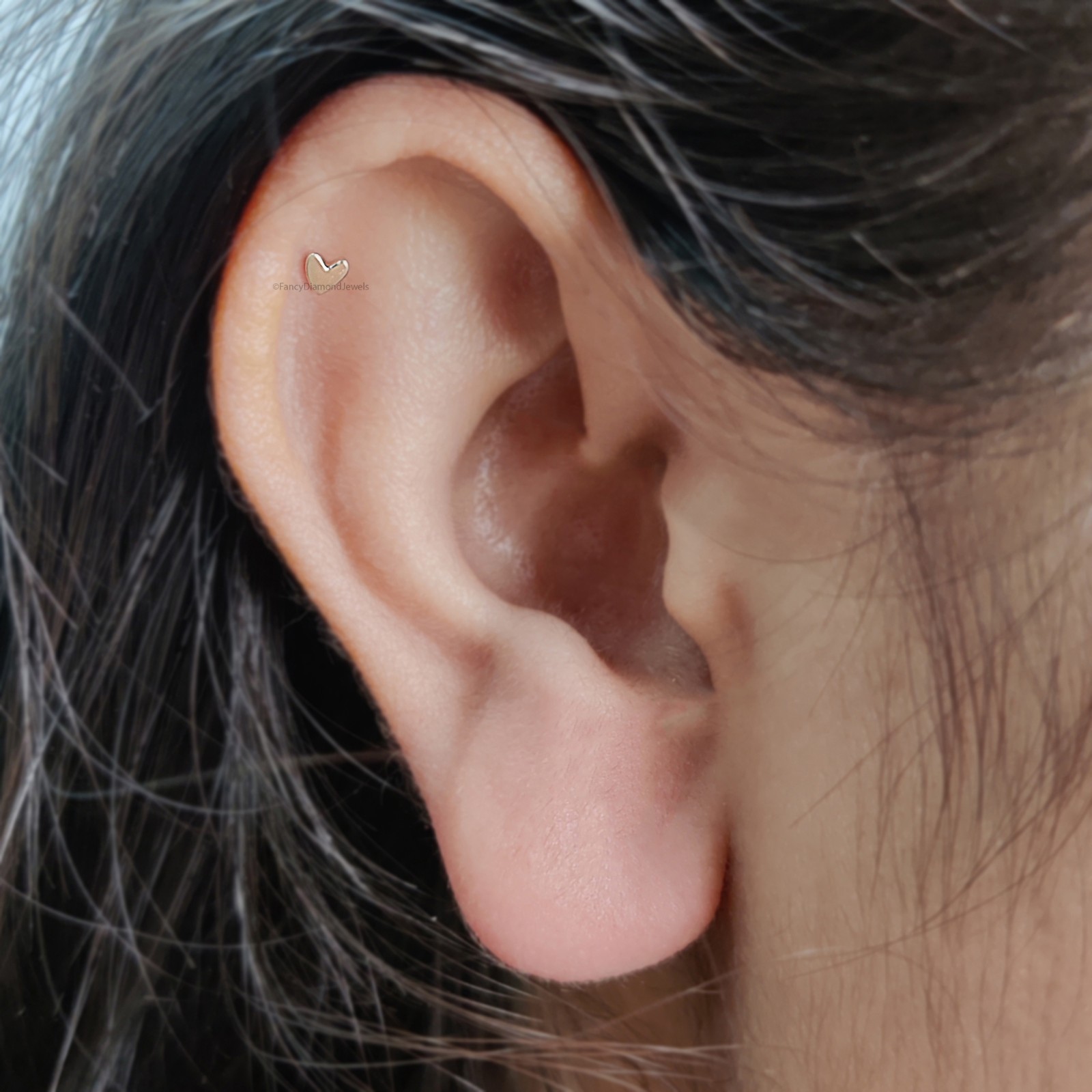 Heart Internally Threaded Labret tragus stud conch earrings flatback labret stud