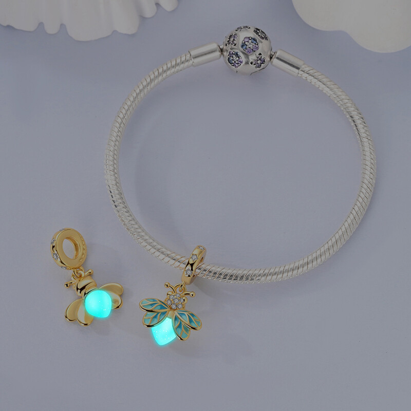 MULA 925 Silver Summer Luminous Firefly DIY Charm CZ for Bracelet