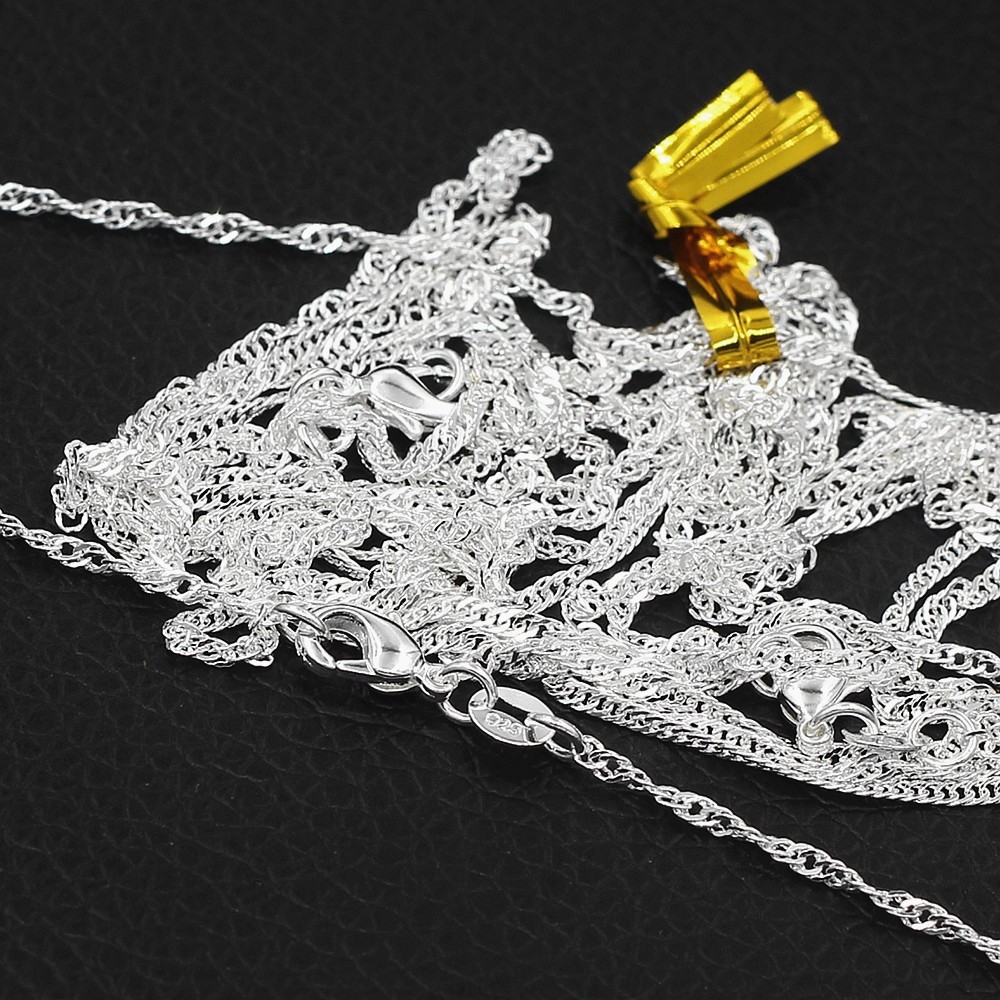 Wholesale Lots 5Pcs 925 Silver Plated Water Wave Chain Necklace 16″-28″