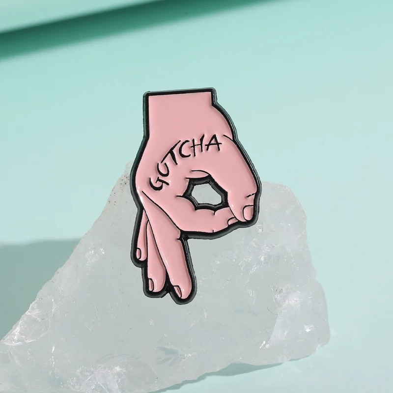 Gotcha Ok Gesture Enamel Pins Brooch Creative Game Okay Gesture Brooche Backpack