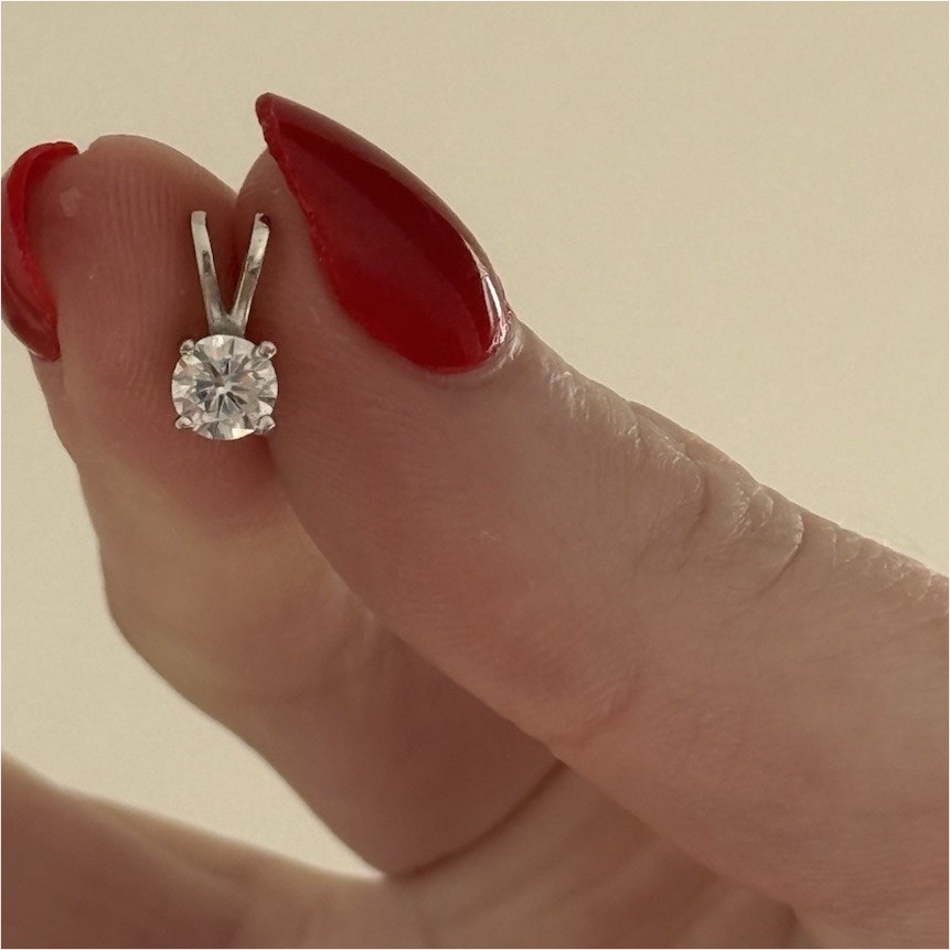 925 Sterling Silver Round CZ Solitaire Pendant Split Bail