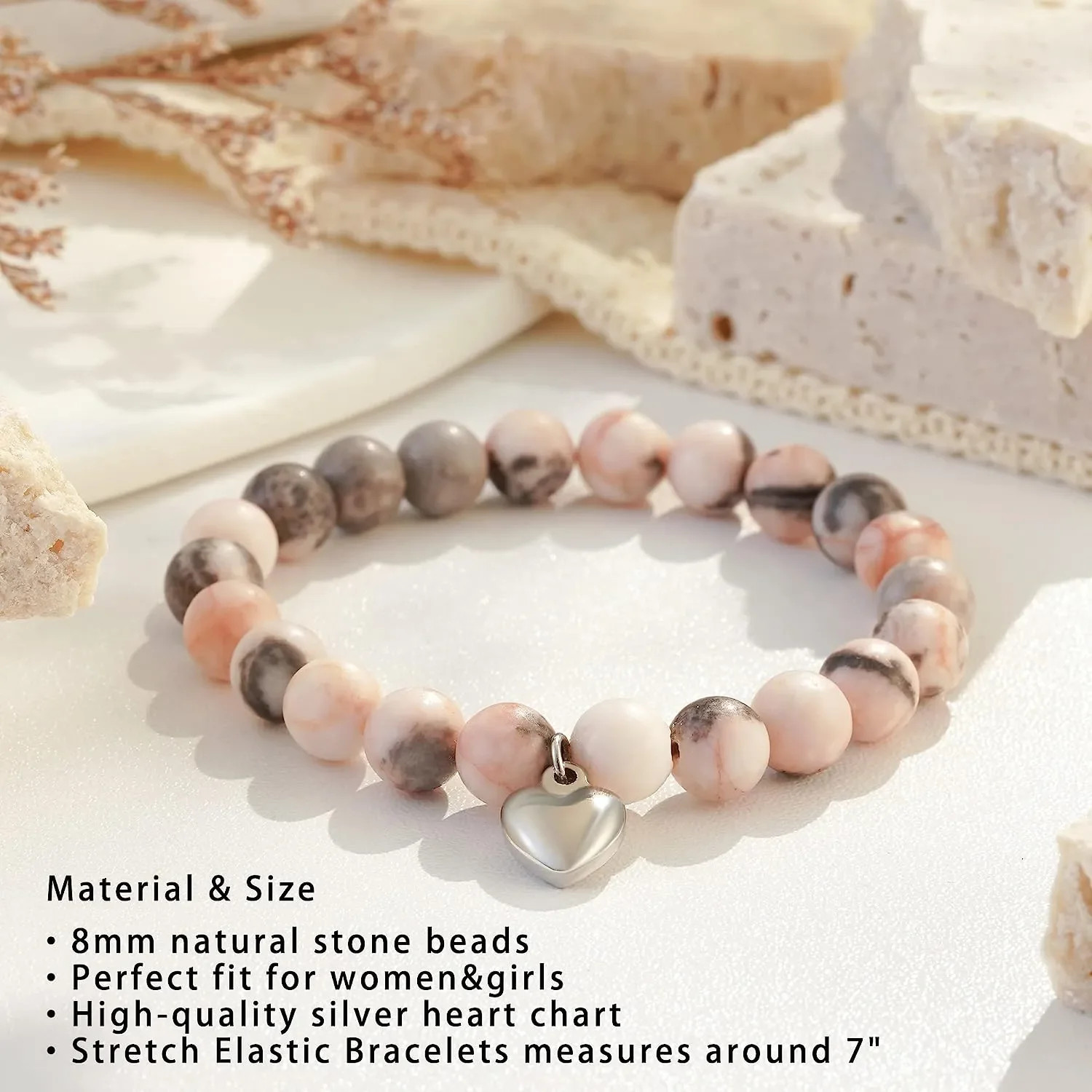 Amethyst Hexagonal Column Necklace Purple Stripe Agate Bracelet Gift Stress